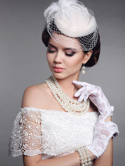 SATINIOR Women Lace Gloves Tea Party Short Lace Gloves Courtesy Dressy Gloves for Wedding Dinner Party...